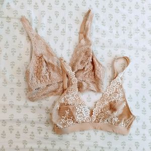 Two Wacoal wireless lace bras